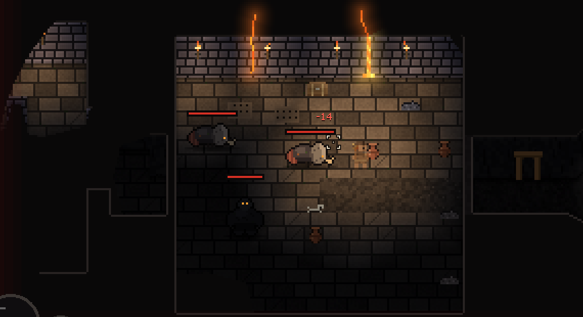 A dungeon chamber lit by lava.